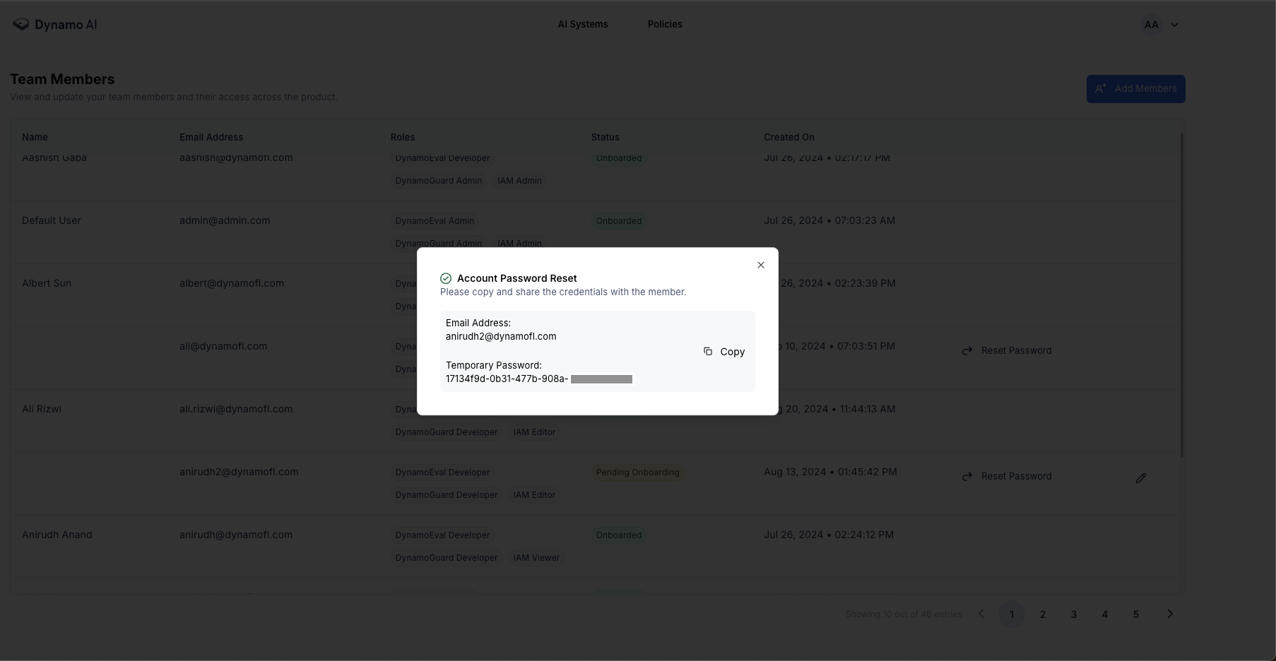 Reset Password Result